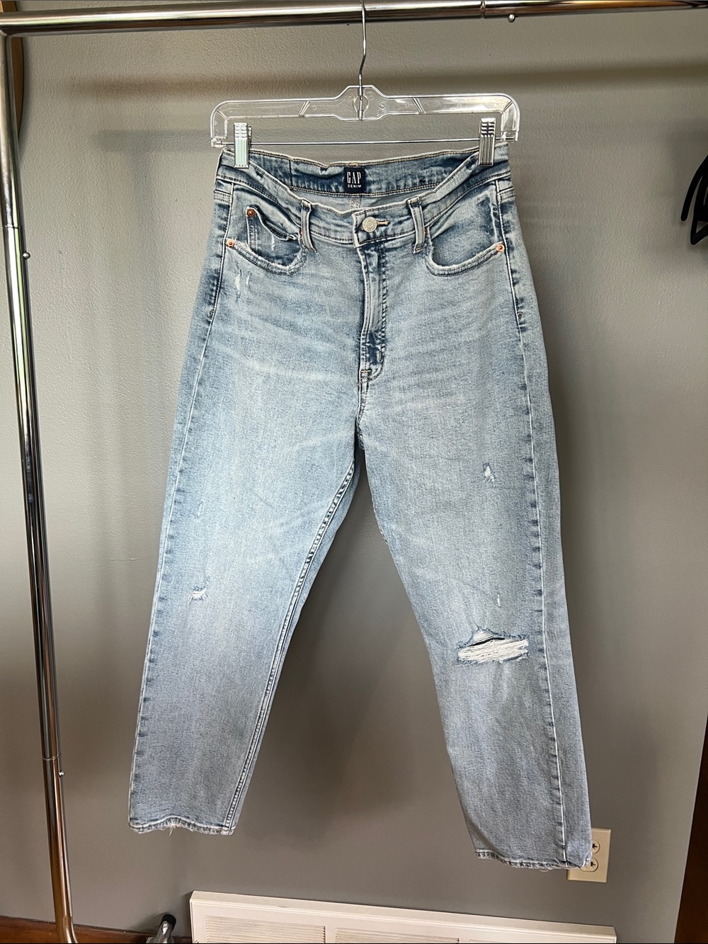 GAP Light Blue Distressed Mom Jeans